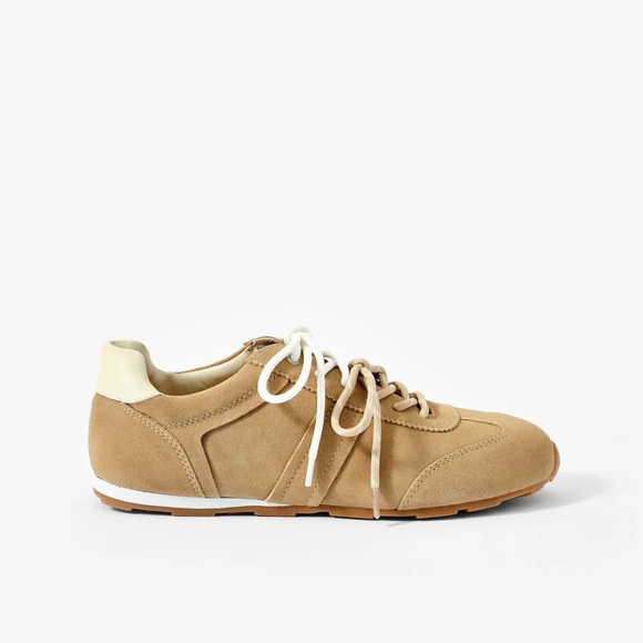Mint Velvet Kiko Tan Suede Trainers Tan NWT - Picture 1 of 12